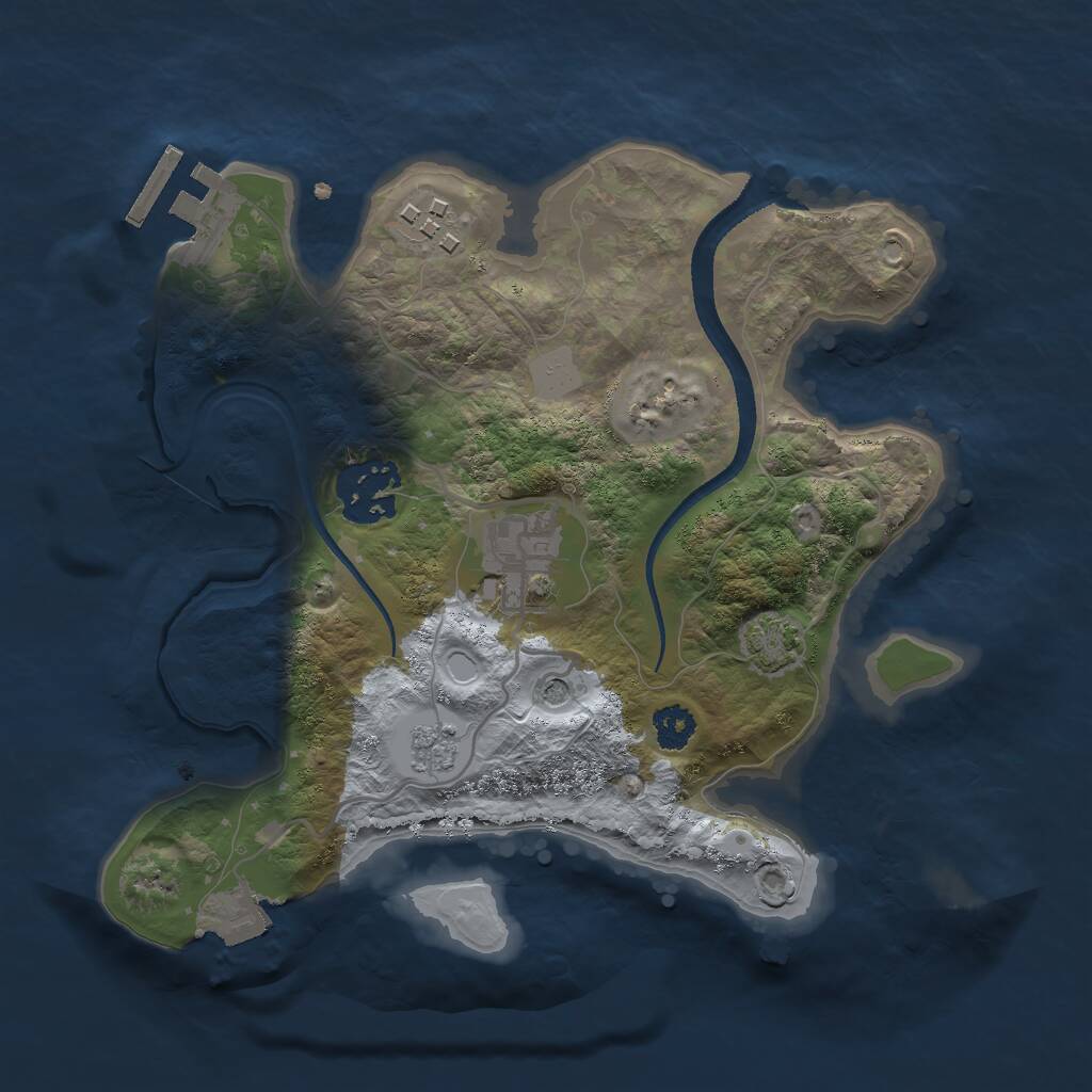 Rust Map: Procedural Map, Size: 2500, Seed: 75371714, 8 Monuments