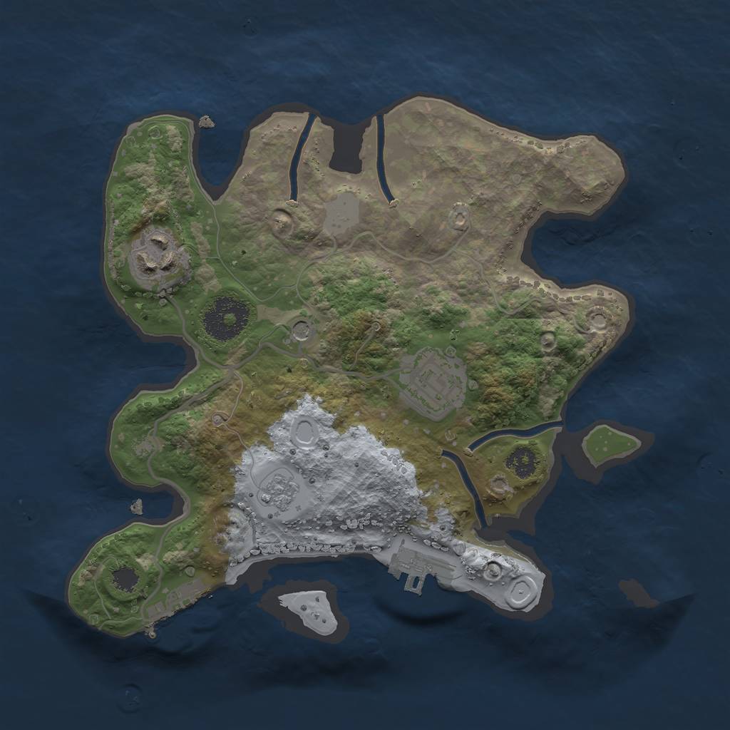 Rust Map: Procedural Map, Size: 2500, Seed: 75371714, 9 Monuments