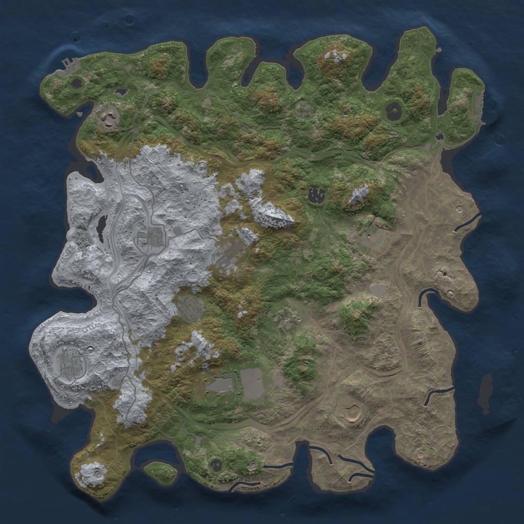 Rust Map: Procedural Map, Size: 4500, Seed: 2024, 18 Monuments