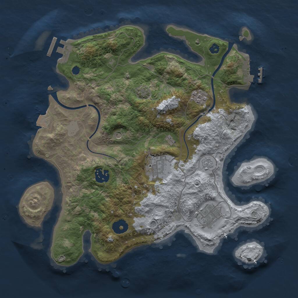 Rust Map: Procedural Map, Size: 3000, Seed: 20503, 10 Monuments