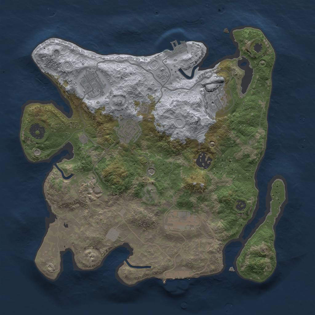 Rust Map: Procedural Map, Size: 3000, Seed: 789502408, 13 Monuments