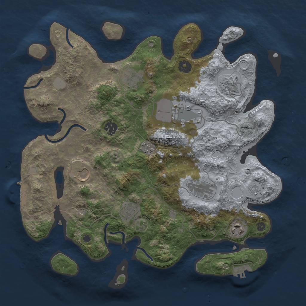 Rust Map: Procedural Map, Size: 3500, Seed: 1001647911, 16 Monuments