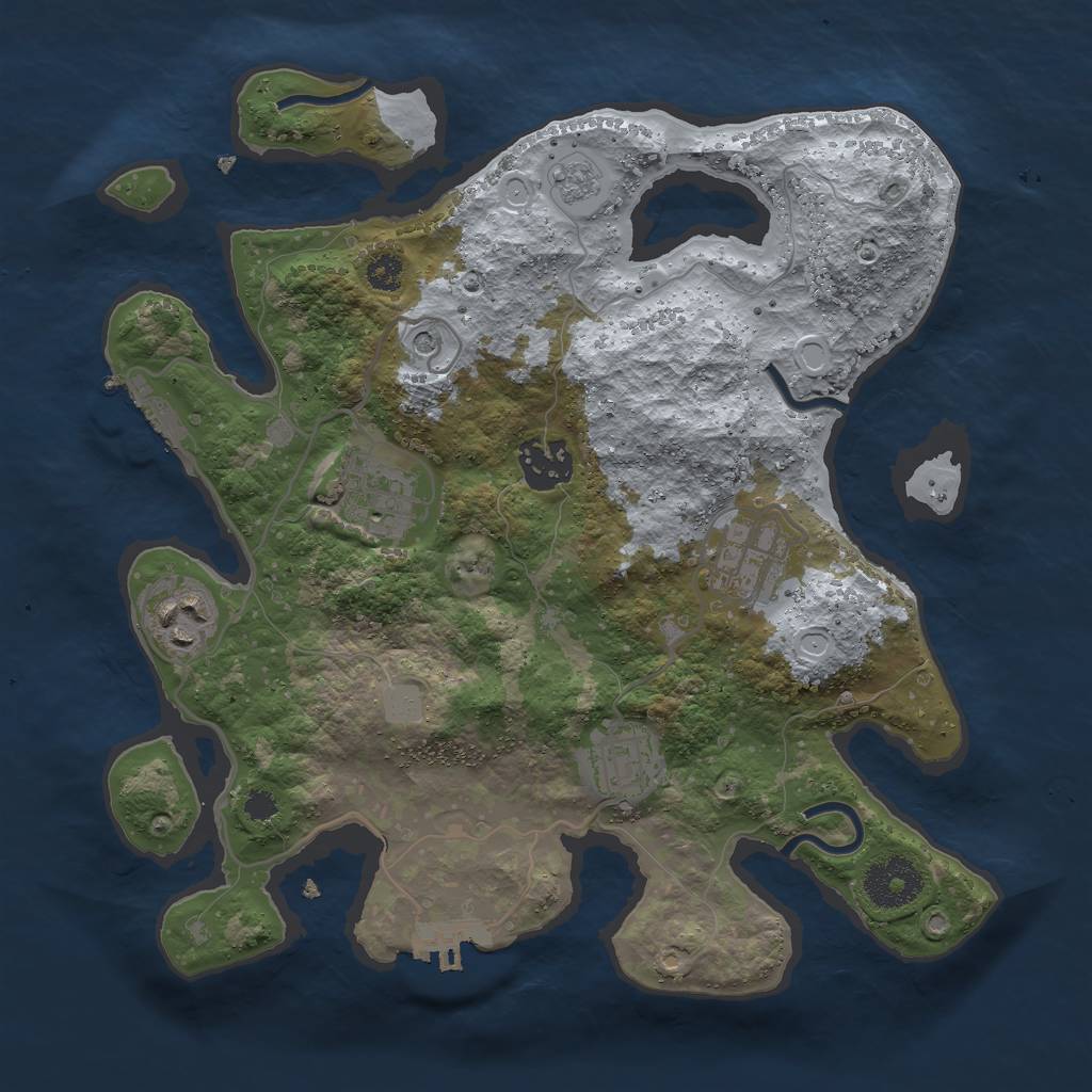 Rust Map: Procedural Map, Size: 3000, Seed: 13129, 12 Monuments