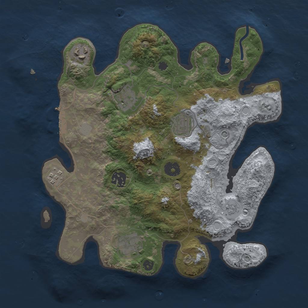Rust Map: Procedural Map, Size: 3000, Seed: 4994, 12 Monuments