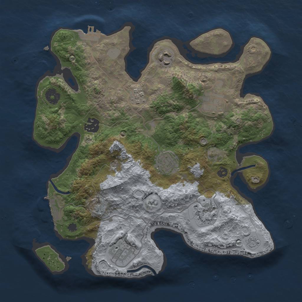 Rust Map: Procedural Map, Size: 3000, Seed: 398735905, 14 Monuments