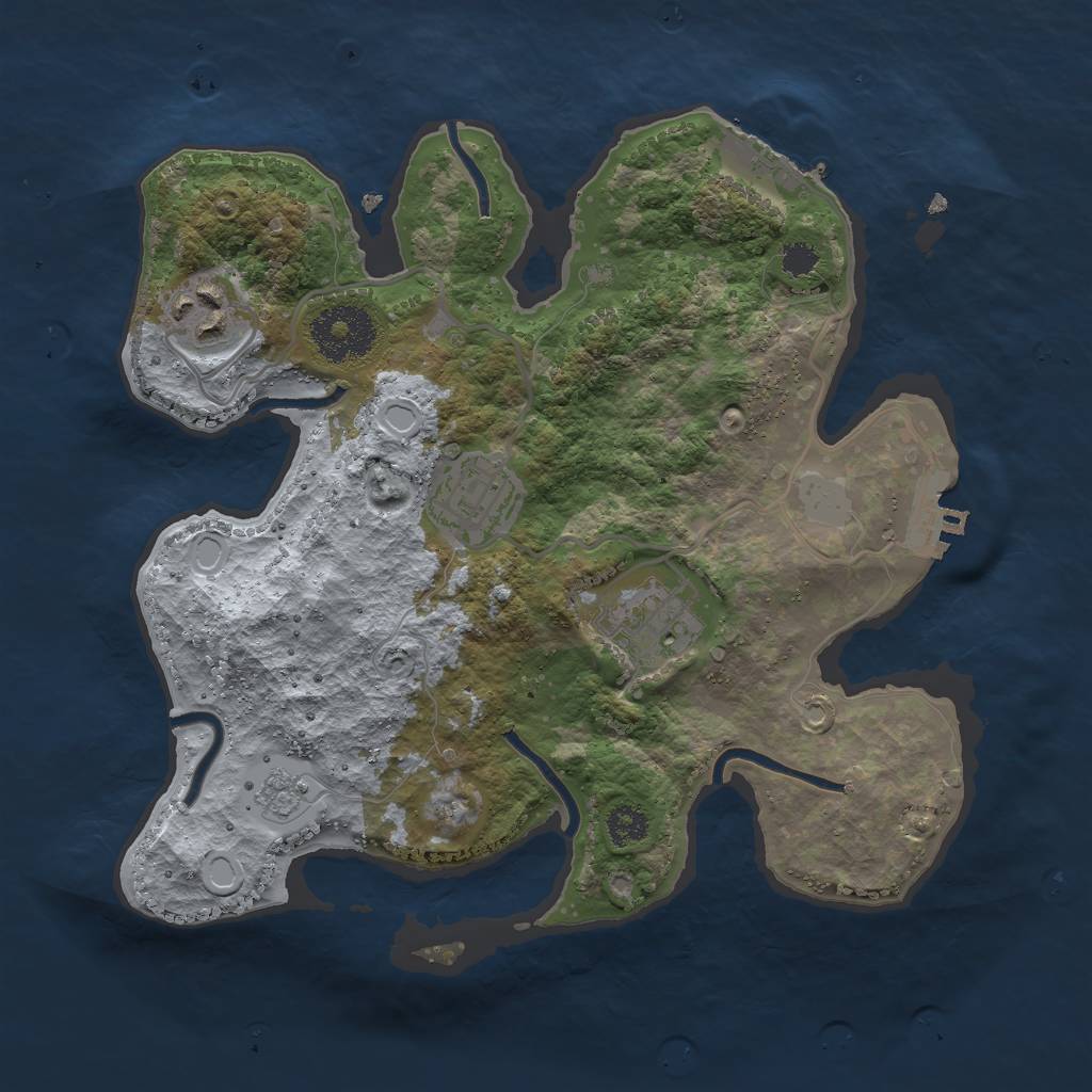 Rust Map: Procedural Map, Size: 2700, Seed: 1076003410, 9 Monuments