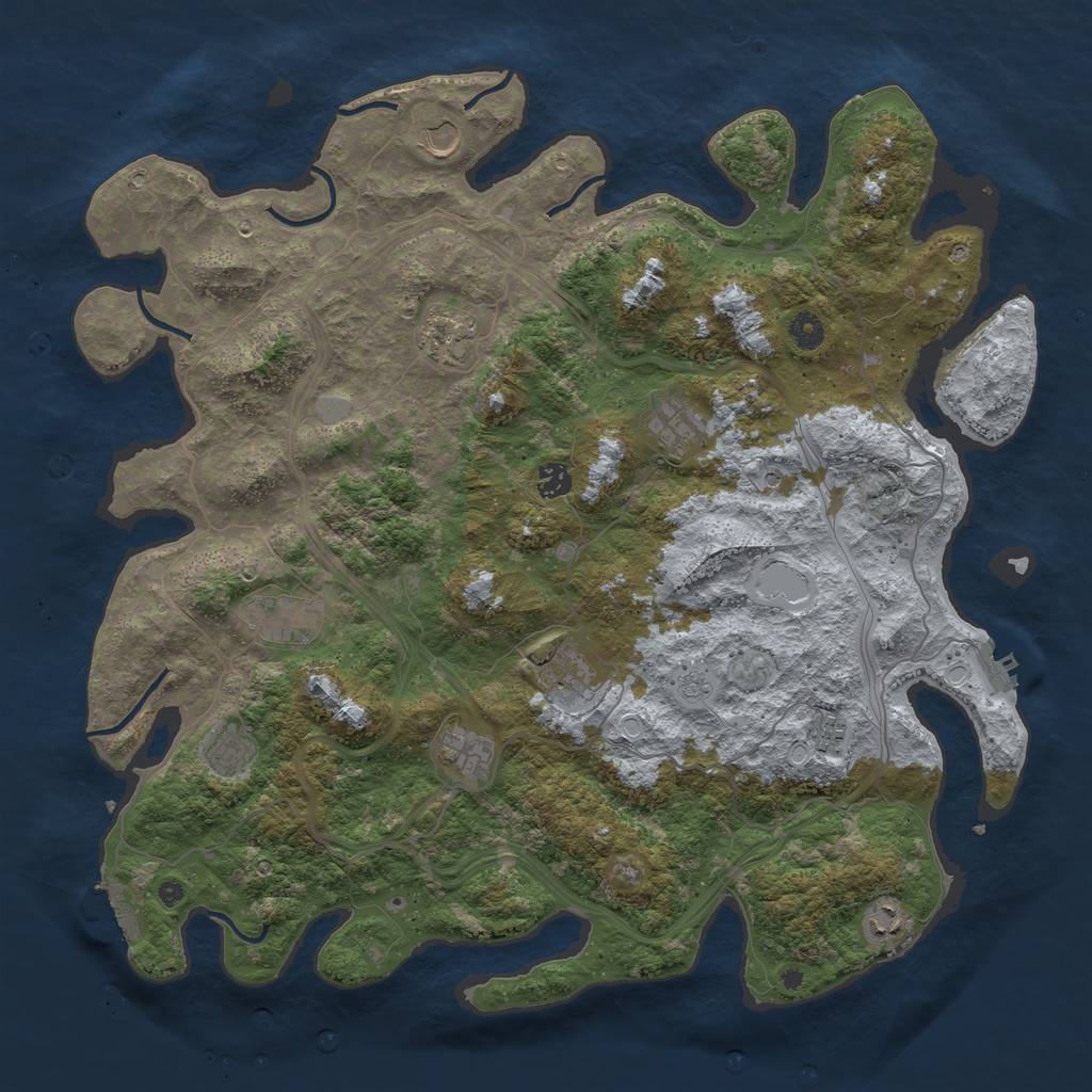 Rust Map: Procedural Map, Size: 4500, Seed: 58487, 17 Monuments