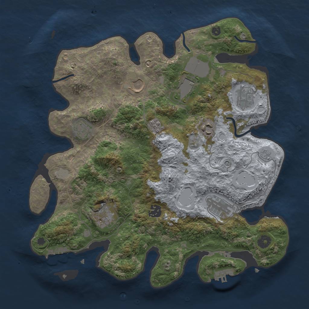 Rust Map: Procedural Map, Size: 3500, Seed: 1909364355, 16 Monuments