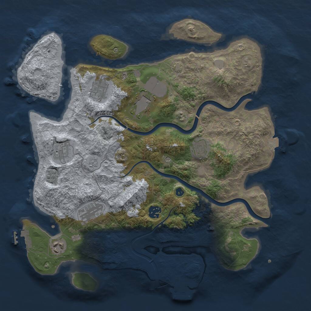 Rust Map: Procedural Map, Size: 3700, Seed: 128775007, 14 Monuments