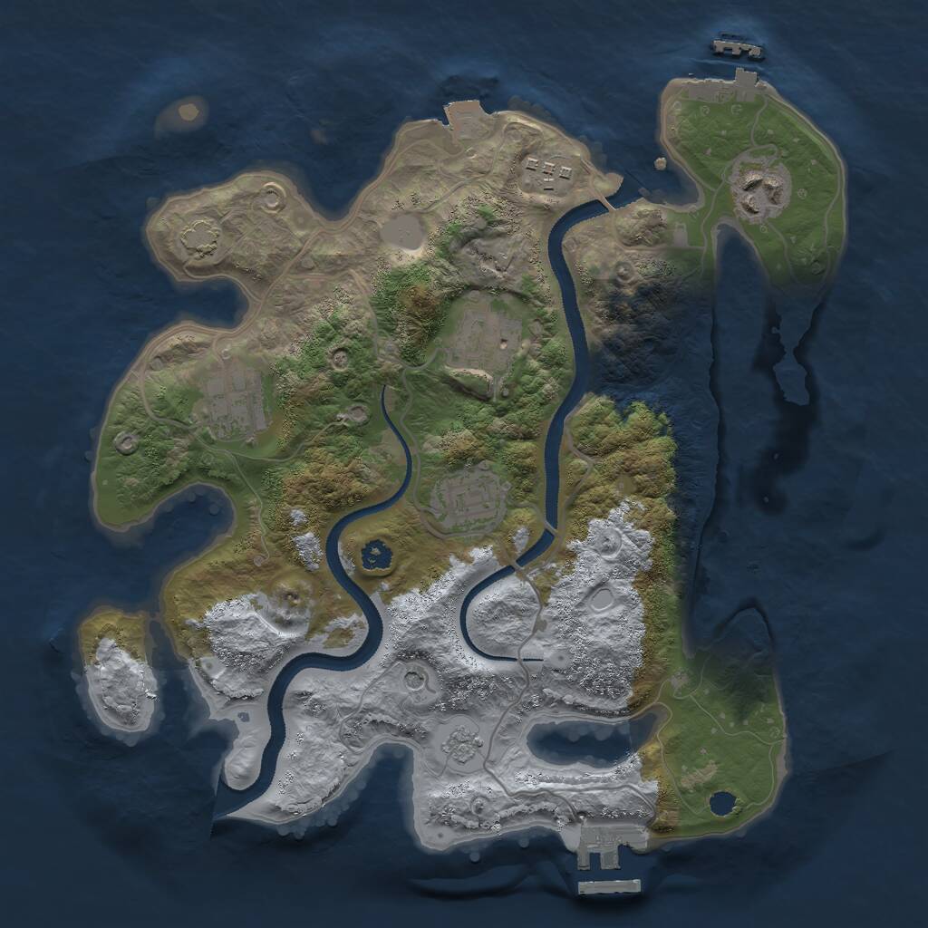 Rust Map: Procedural Map, Size: 3000, Seed: 32199, 11 Monuments