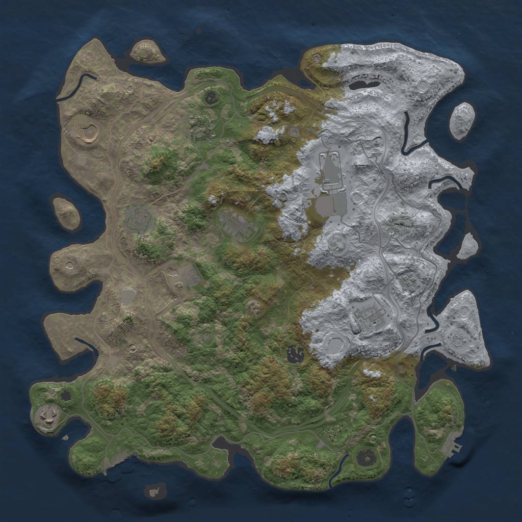 Rust Map: Procedural Map, Size: 4250, Seed: 264834781, 17 Monuments