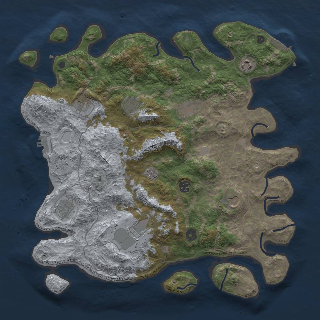Rust Map: Procedural Map, Size: 4000, Seed: 296214258, 16 Monuments