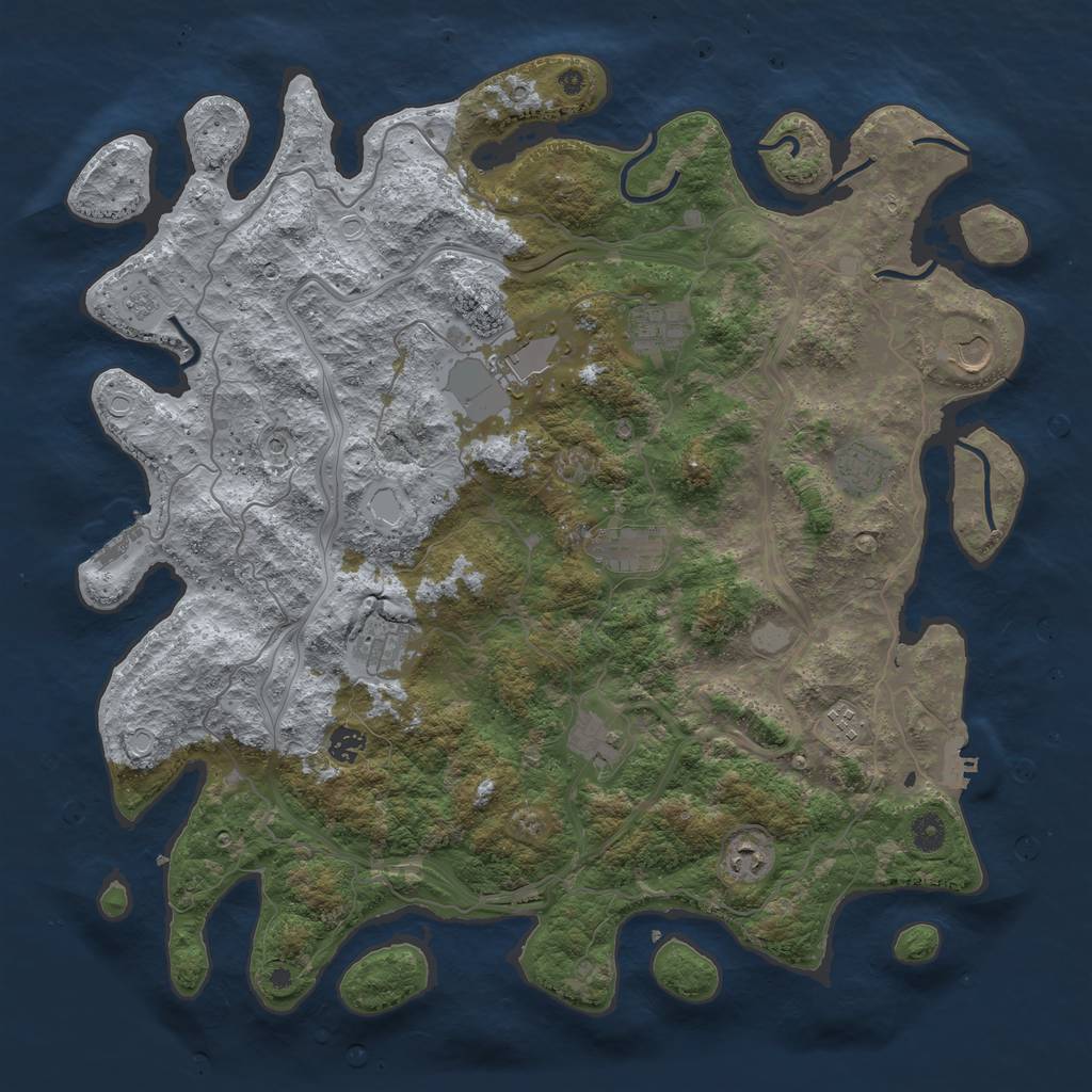 Rust Map: Procedural Map, Size: 4500, Seed: 33207098, 17 Monuments
