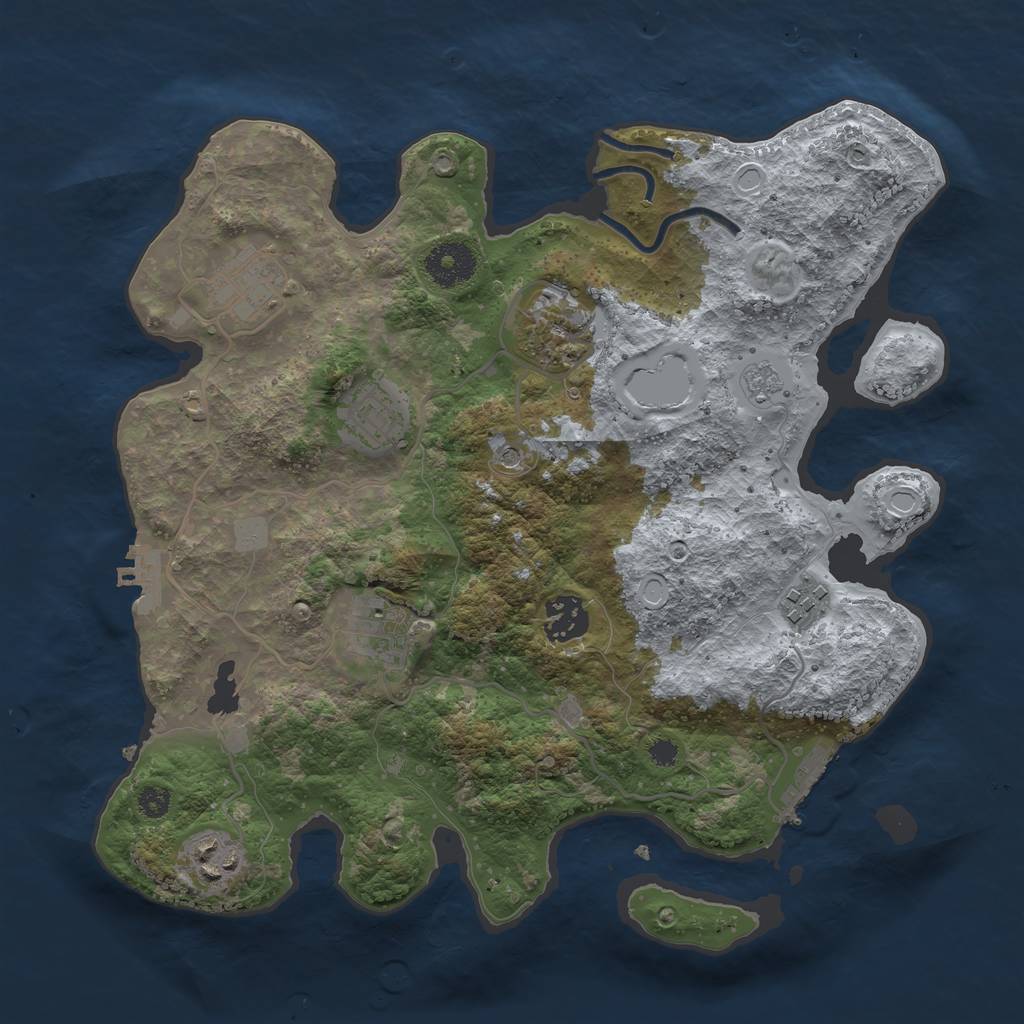 Rust Map: Procedural Map, Size: 3250, Seed: 40164640, 14 Monuments