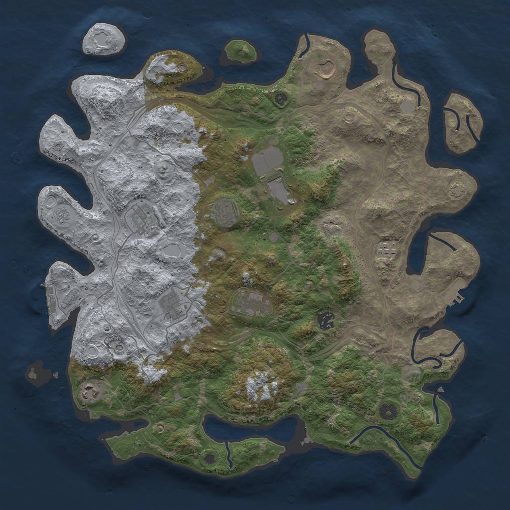 Rust Map: Procedural Map, Size: 4250, Seed: 516466611, 17 Monuments