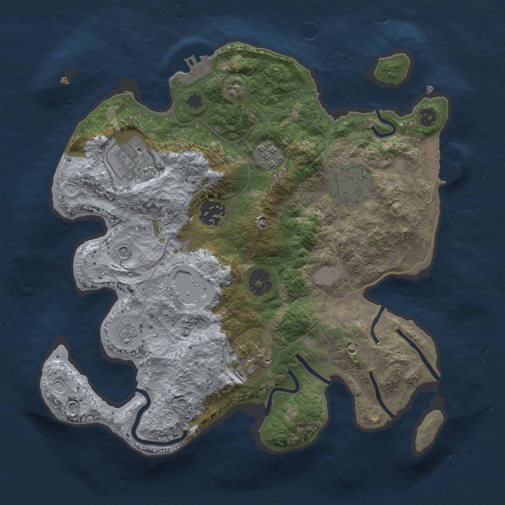 Rust Map: Procedural Map, Size: 3000, Seed: 29787, 12 Monuments