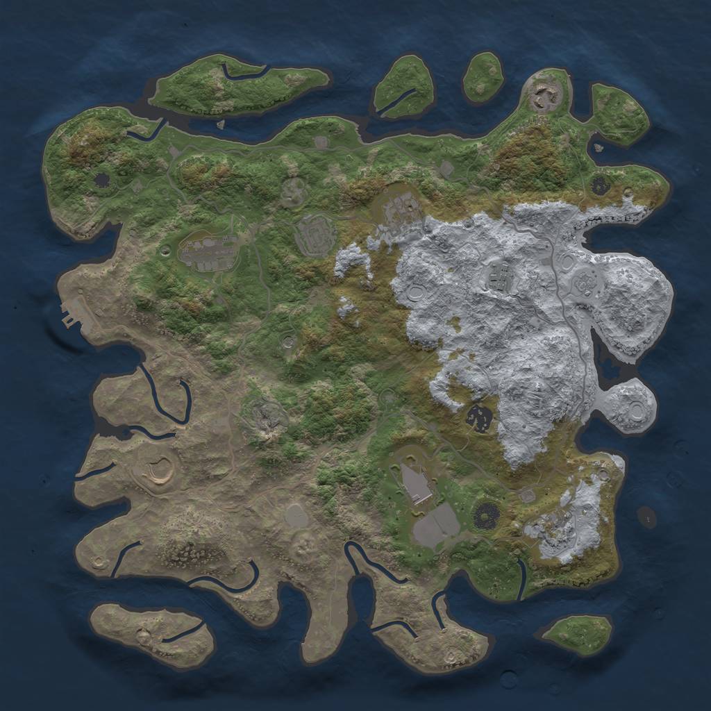 Rust Map: Procedural Map, Size: 4000, Seed: 419827439, 15 Monuments