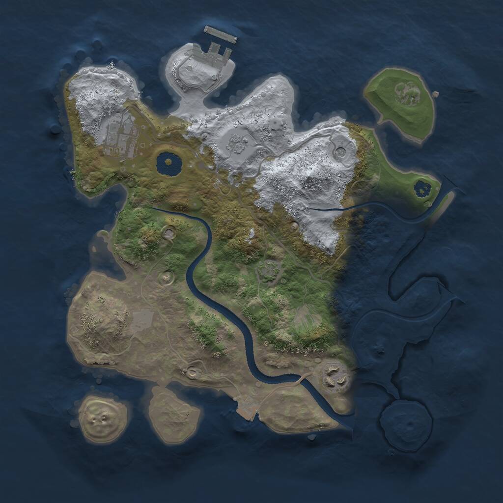 Rust Map: Procedural Map, Size: 3000, Seed: 14343, 7 Monuments