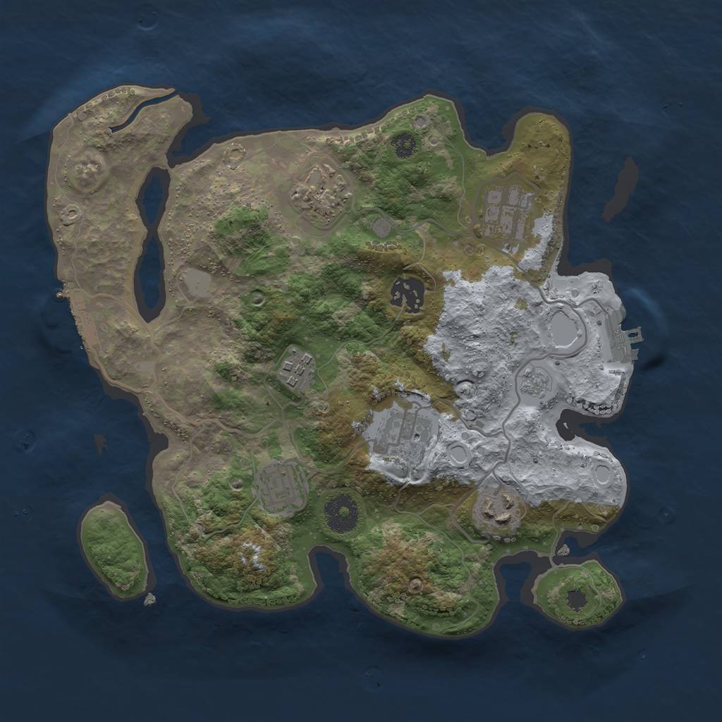 Rust Map: Procedural Map, Size: 3000, Seed: 10555, 13 Monuments