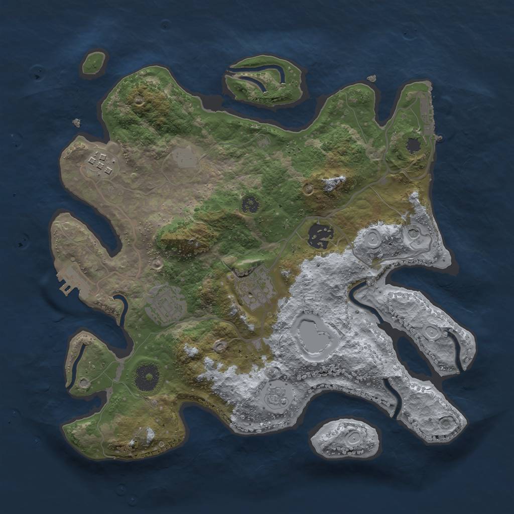Rust Map: Procedural Map, Size: 3000, Seed: 10677, 11 Monuments