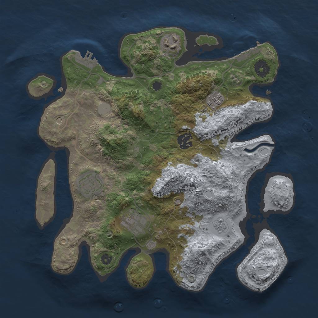 Rust Map: Procedural Map, Size: 3000, Seed: 6956, 12 Monuments
