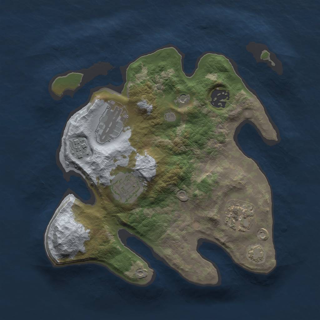 Rust Map: Barren, Size: 2500, Seed: 1628333995, 9 Monuments