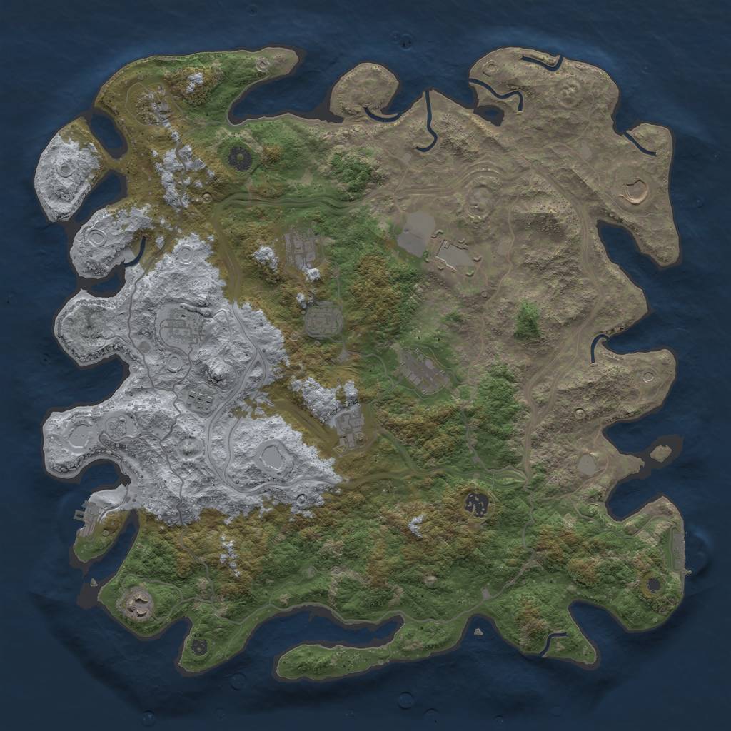 Rust Map: Procedural Map, Size: 4500, Seed: 528968, 18 Monuments