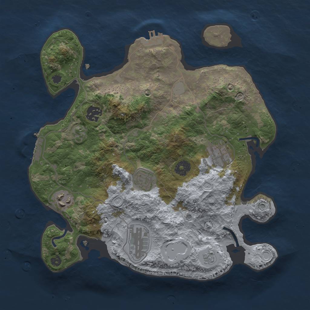 Rust Map: Procedural Map, Size: 3000, Seed: 20655, 11 Monuments