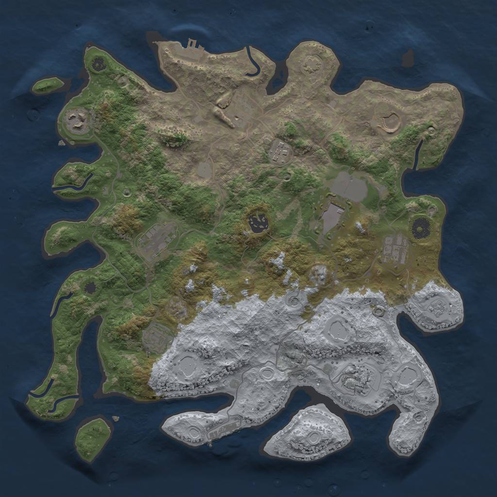 Rust Map: Procedural Map, Size: 3750, Seed: 3874688, 18 Monuments