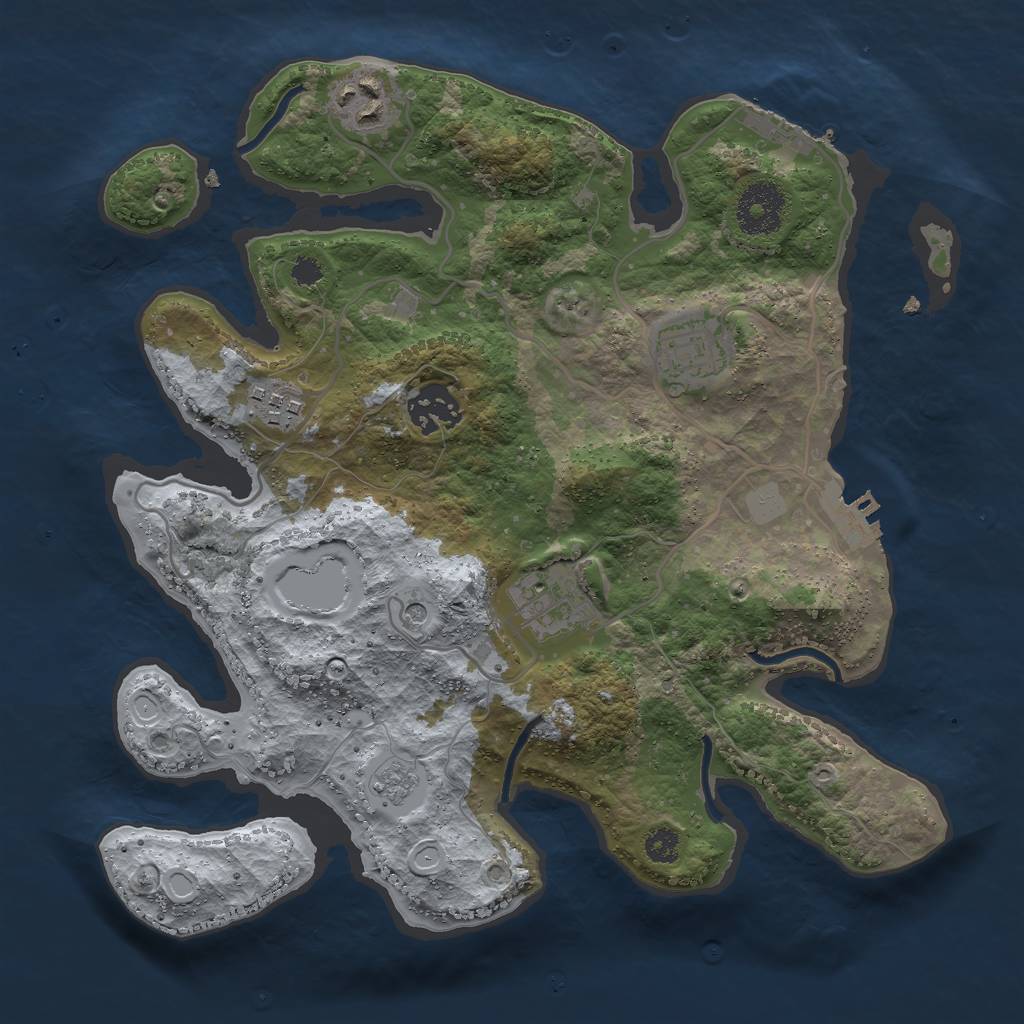 Rust Map: Procedural Map, Size: 3000, Seed: 7135, 12 Monuments