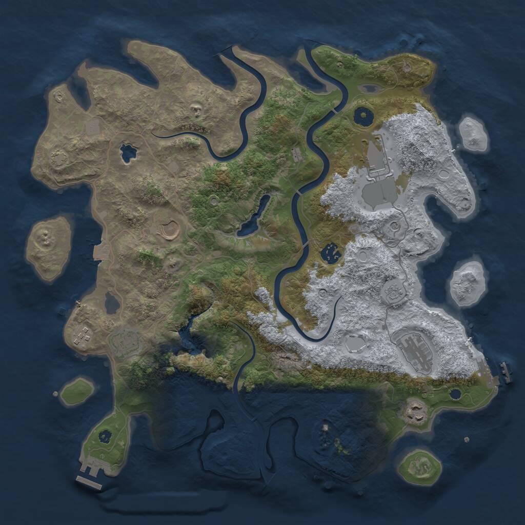 Rust Map: Procedural Map, Size: 4000, Seed: 876234, 13 Monuments