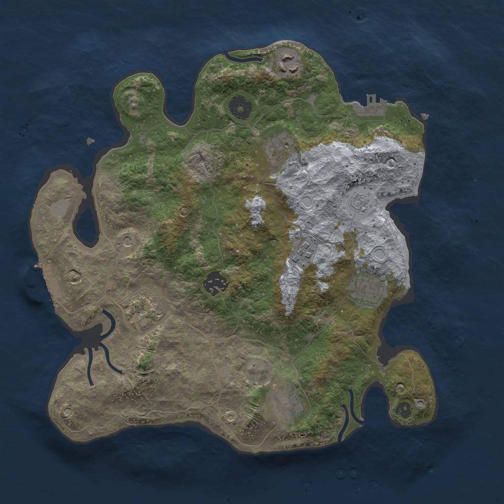 Rust Map: Procedural Map, Size: 3250, Seed: 545784671, 14 Monuments