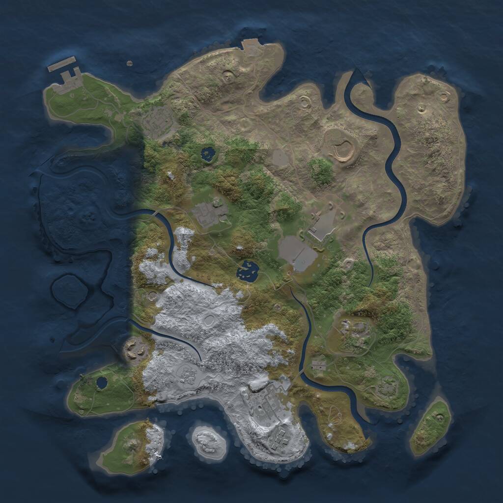 Rust Map: Procedural Map, Size: 3500, Seed: 242266840, 14 Monuments
