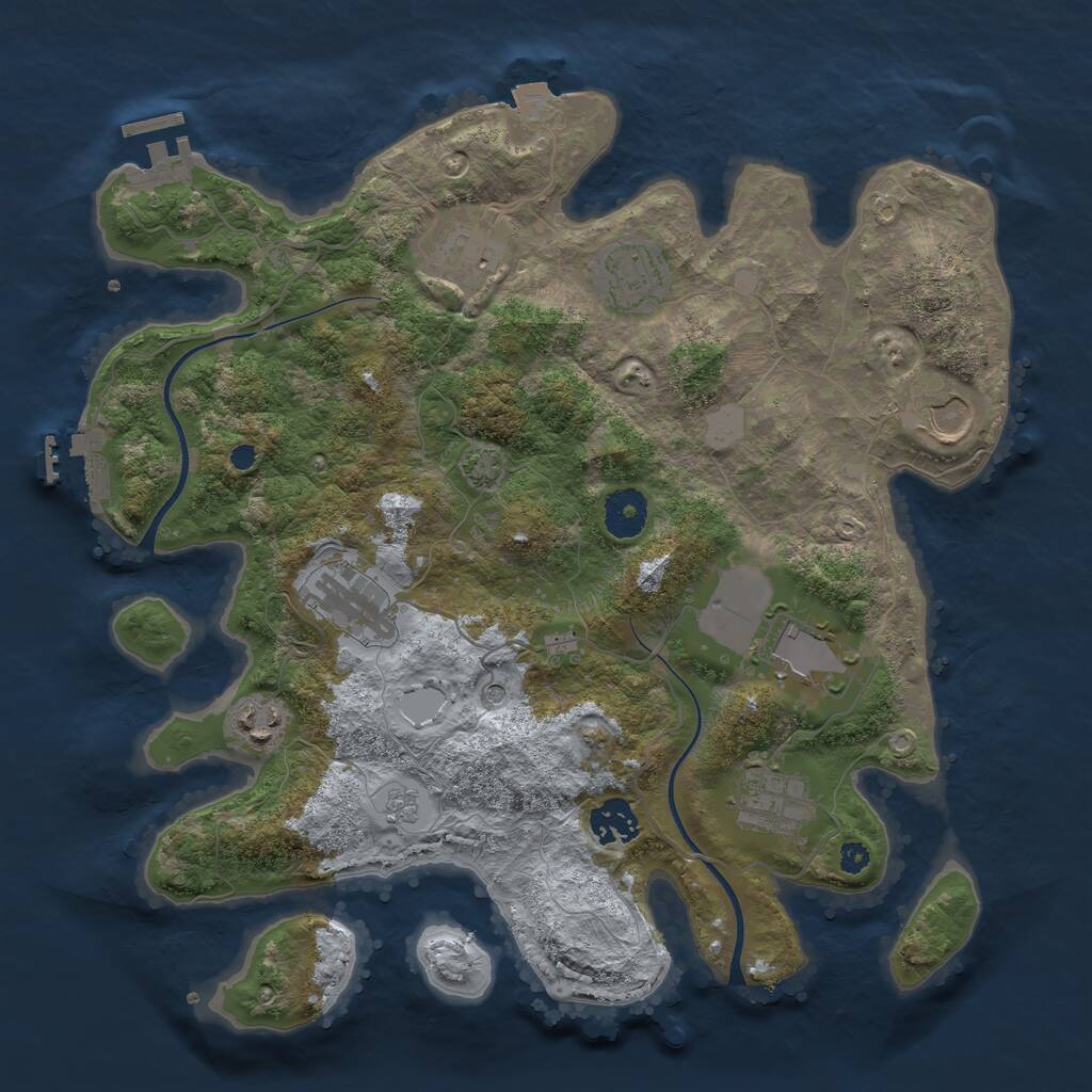 Rust Map: Procedural Map, Size: 3500, Seed: 242266840, 14 Monuments