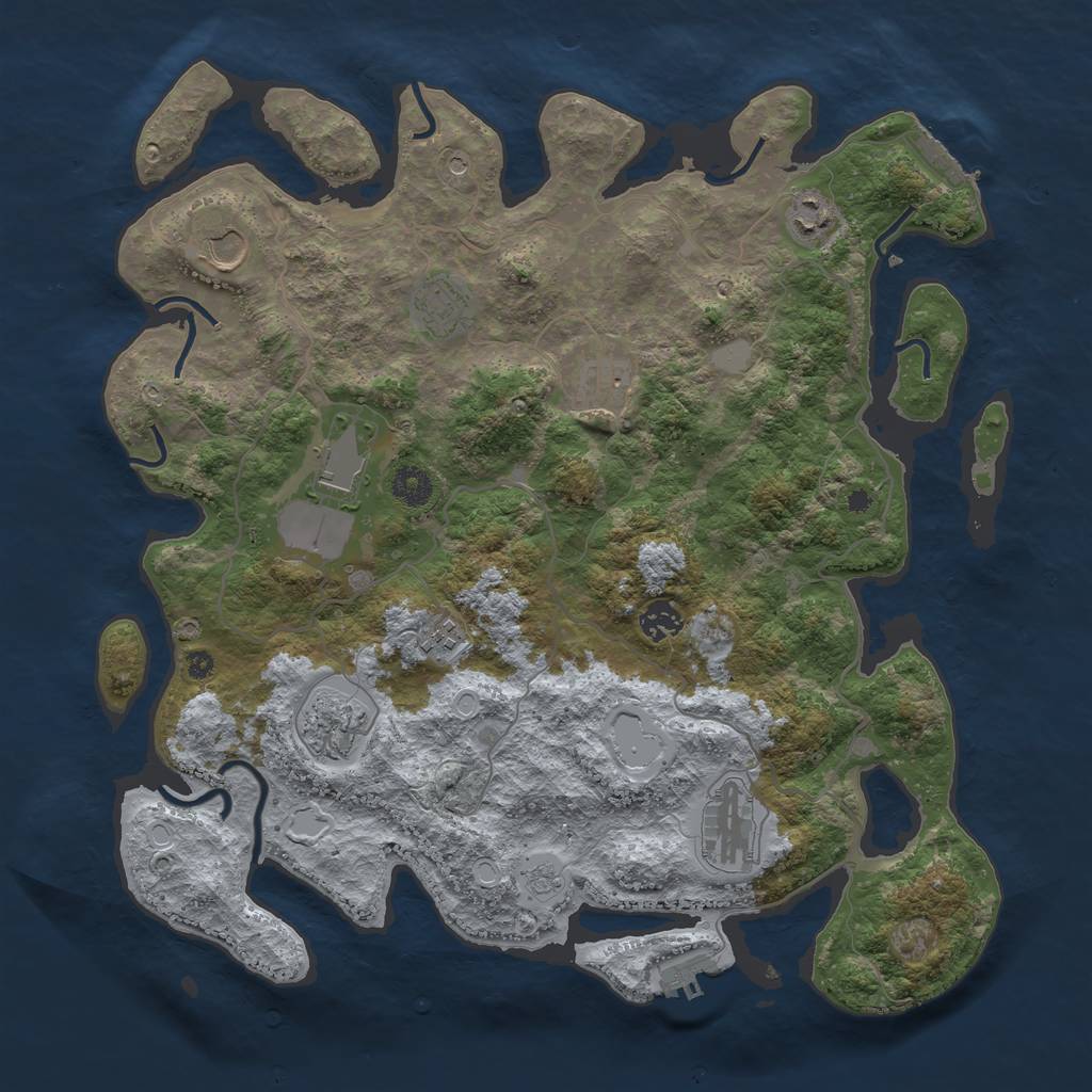 Rust Map: Procedural Map, Size: 4000, Seed: 1187800506, 16 Monuments