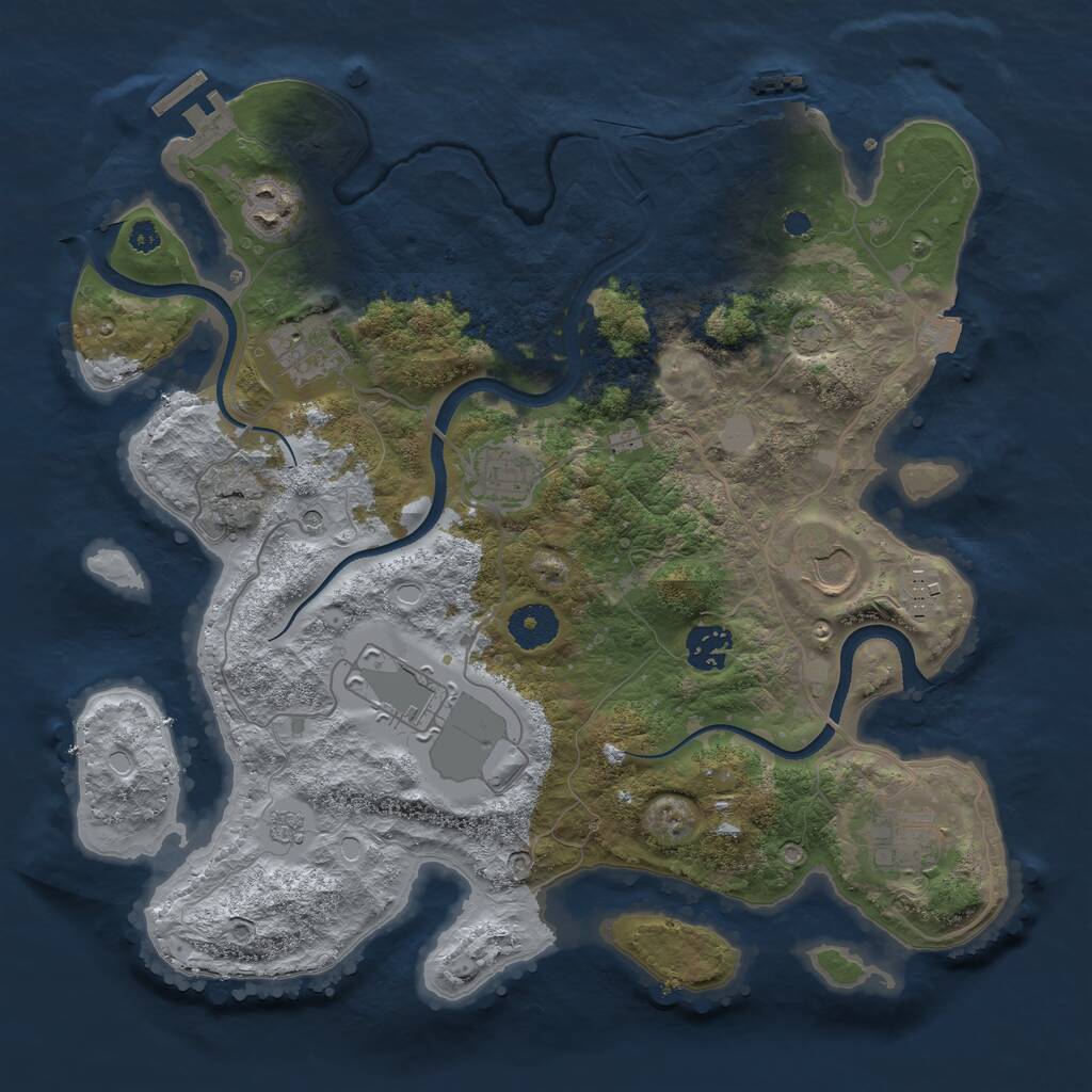 Rust Map: Procedural Map, Size: 3500, Seed: 1321092316, 14 Monuments