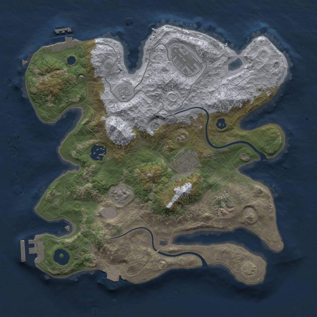 Rust Map: Procedural Map, Size: 3000, Seed: 31132, 10 Monuments