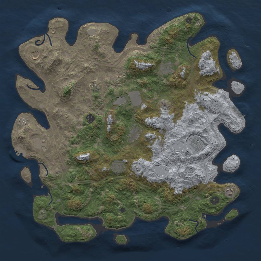 Rust Map: Procedural Map, Size: 4500, Seed: 1328476382, 18 Monuments