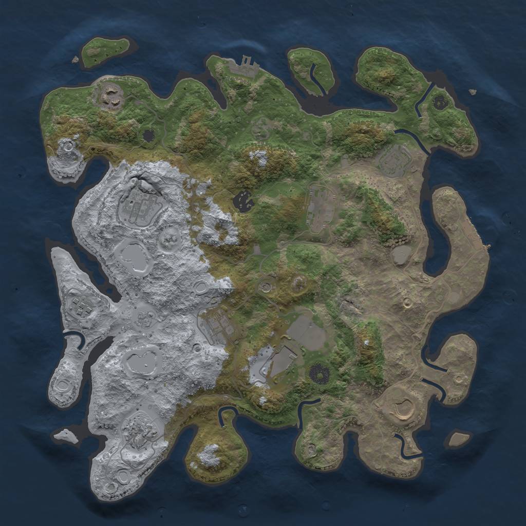 Rust Map: Procedural Map, Size: 3750, Seed: 133080577, 17 Monuments