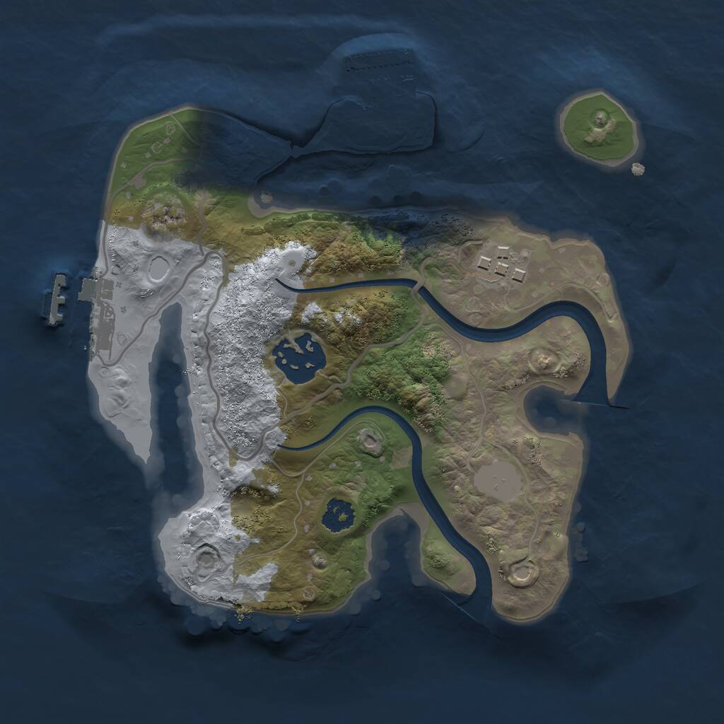 Rust Map: Procedural Map, Size: 2222, Seed: 5911, 5 Monuments