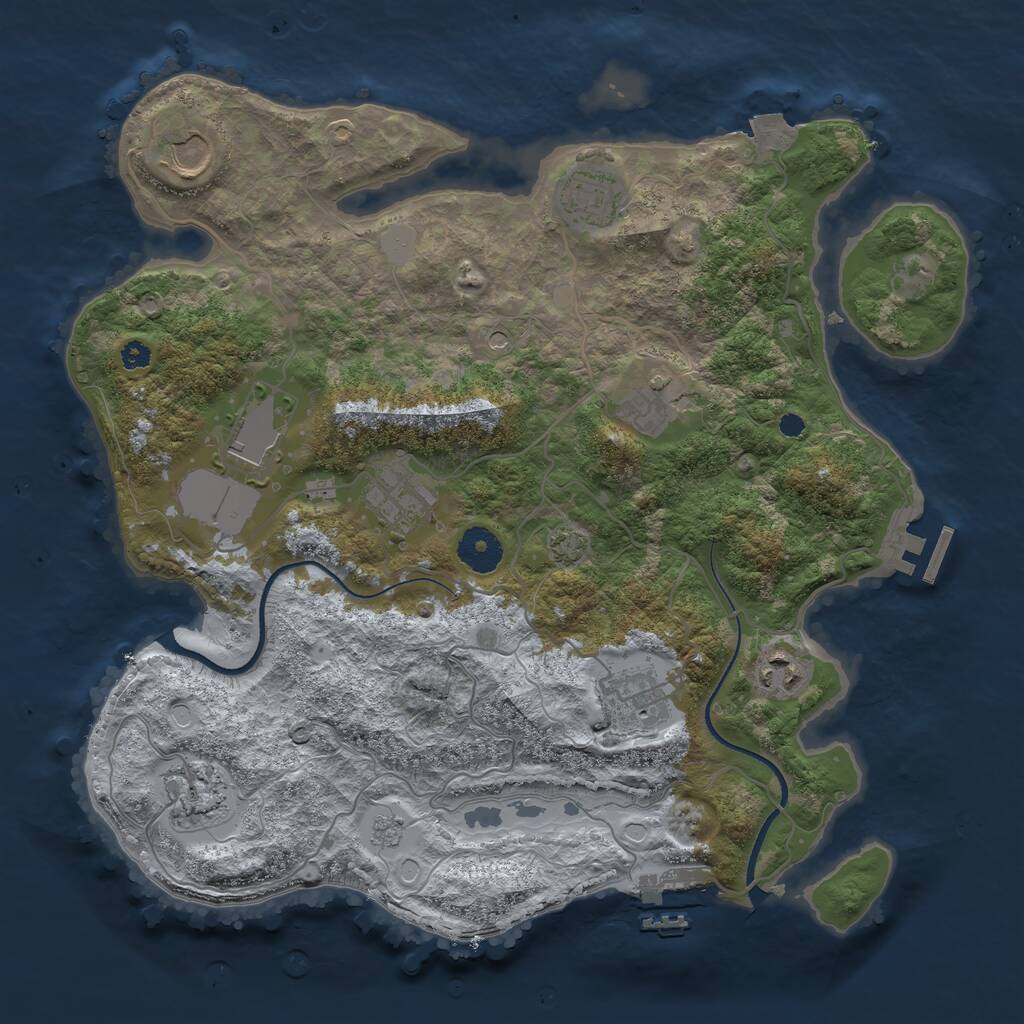 Rust Map: Procedural Map, Size: 3500, Seed: 1328003426, 14 Monuments