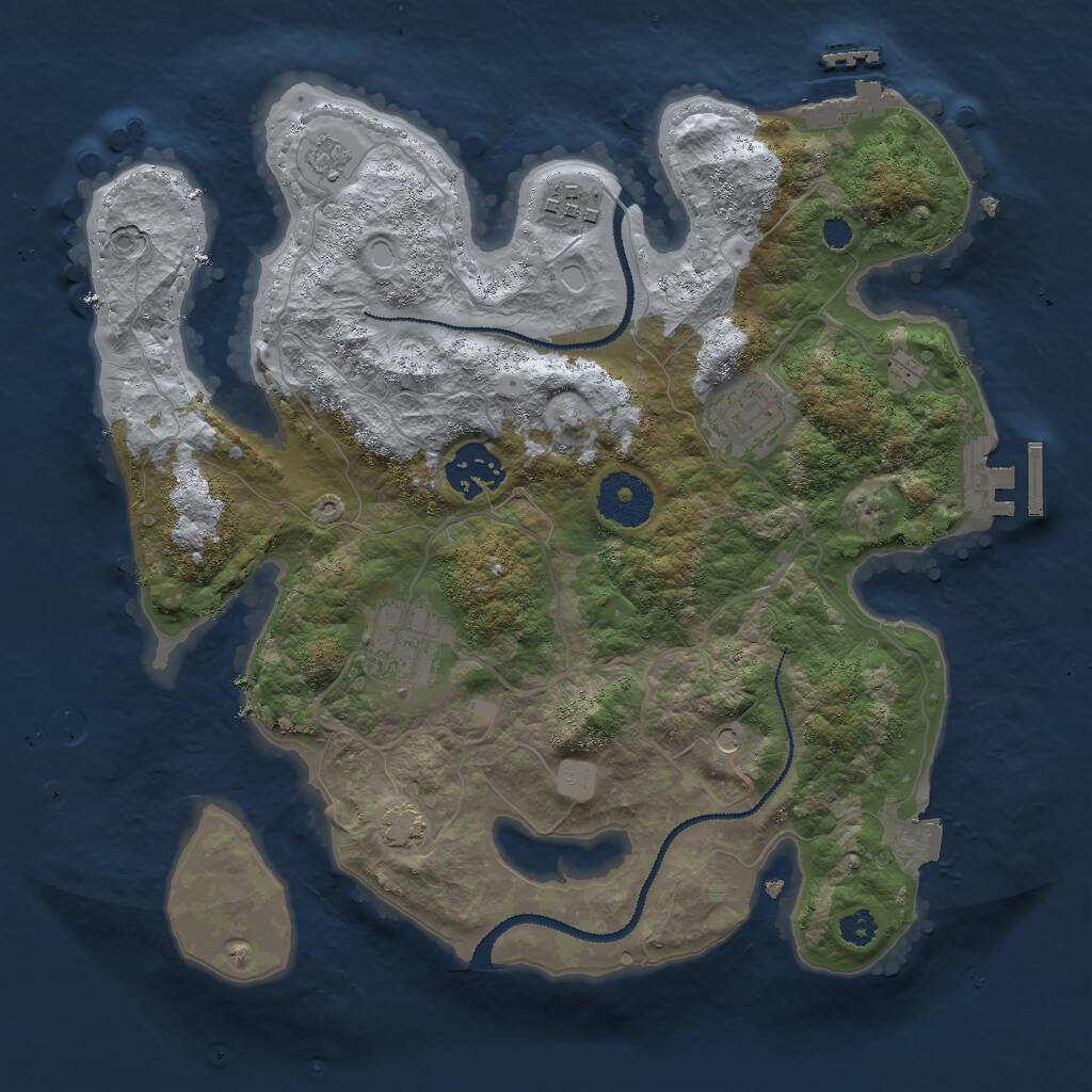 Rust Map: Procedural Map, Size: 3000, Seed: 1334161018, 10 Monuments