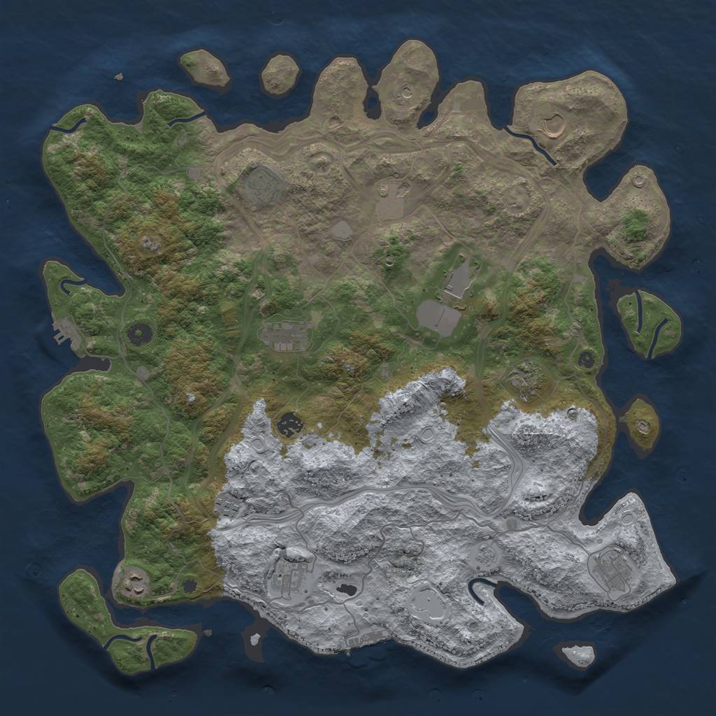 Rust Map: Procedural Map, Size: 4500, Seed: 12160216, 18 Monuments