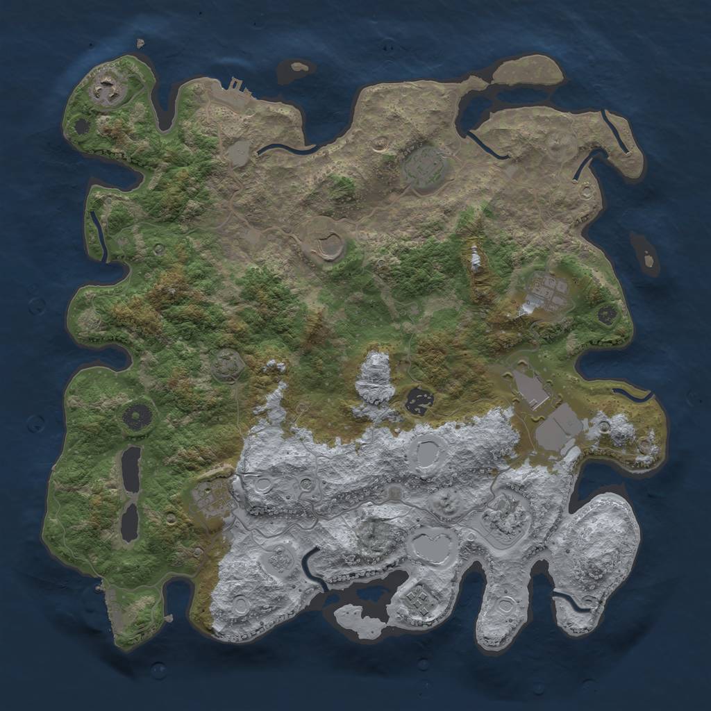 Rust Map: Procedural Map, Size: 3900, Seed: 43247, 17 Monuments