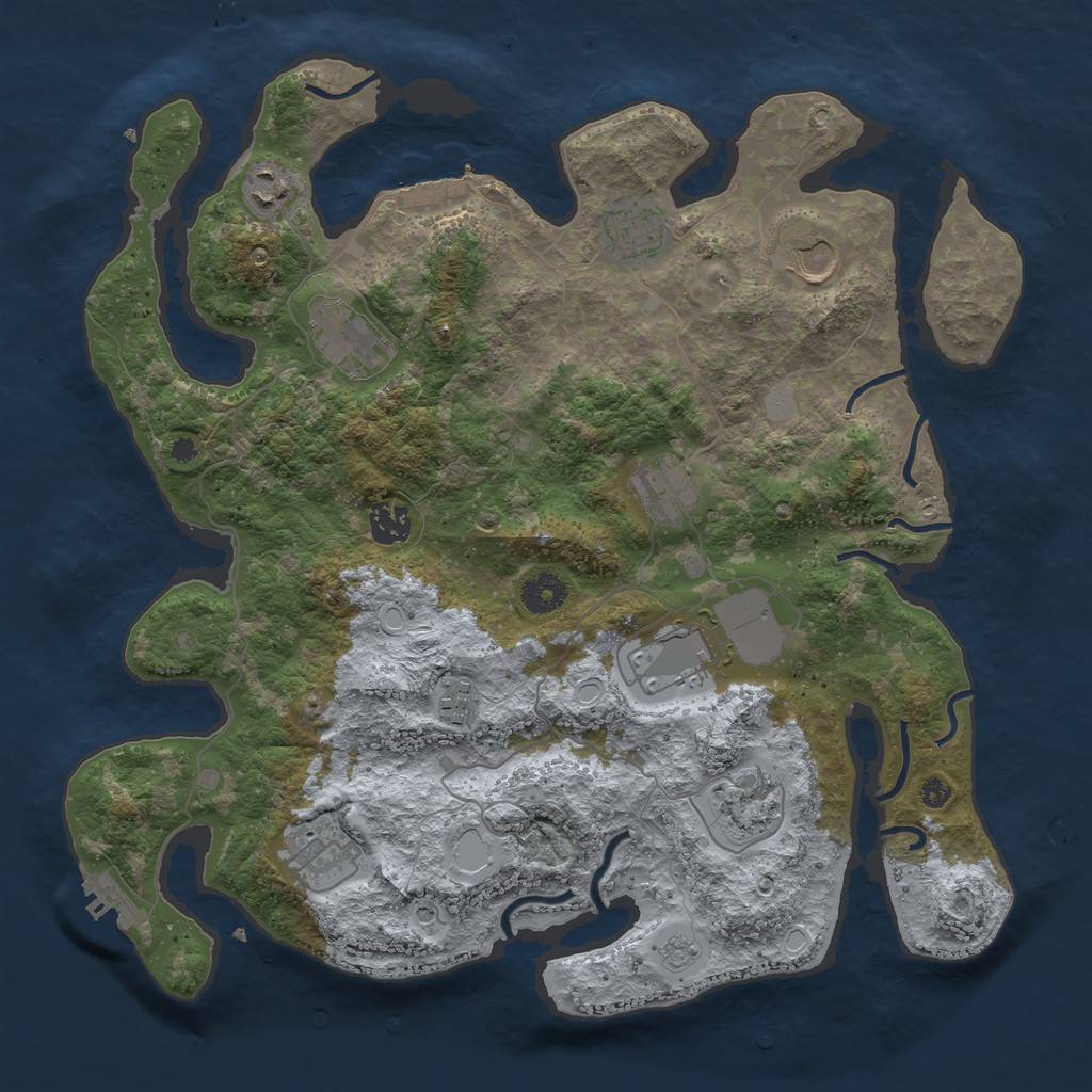 Rust Map: Procedural Map, Size: 3800, Seed: 672767, 17 Monuments