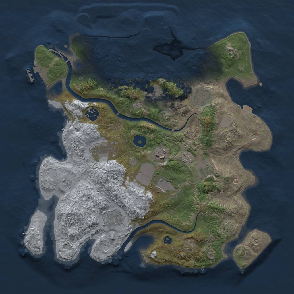 Rust Map: Procedural Map, Size: 3500, Seed: 545671279, 15 Monuments