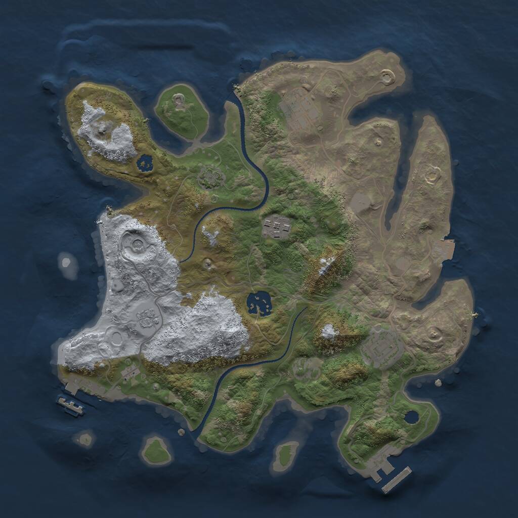 Rust Map: Procedural Map, Size: 3000, Seed: 19007, 10 Monuments