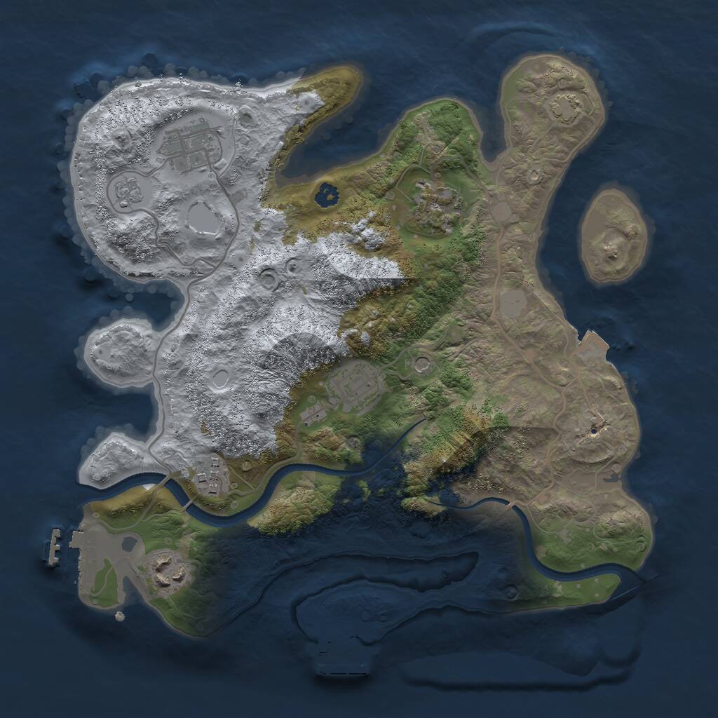 Rust Map: Procedural Map, Size: 3000, Seed: 2054682288, 11 Monuments