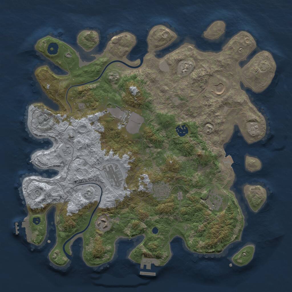 Rust Map: Procedural Map, Size: 3750, Seed: 1992908027, 14 Monuments