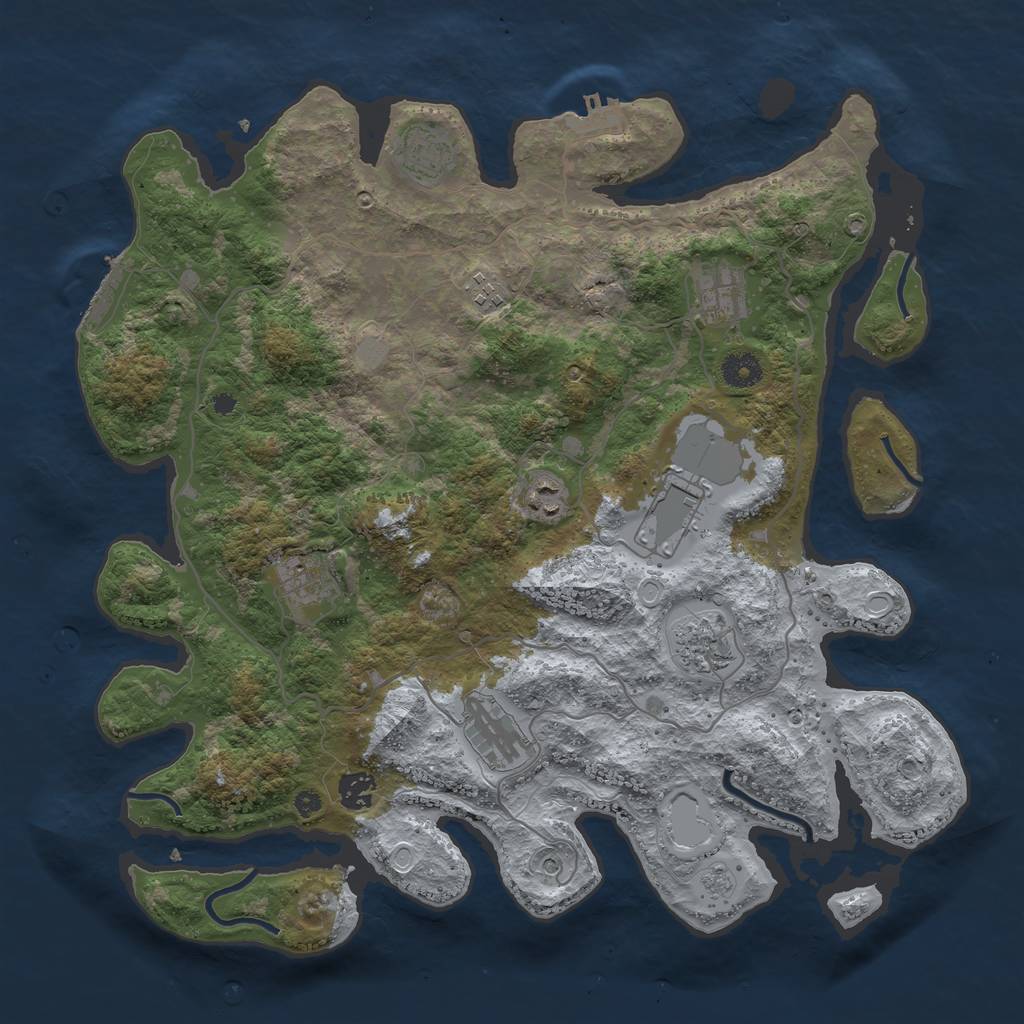 Rust Map: Procedural Map, Size: 4000, Seed: 32106814, 16 Monuments